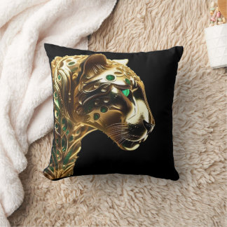 Coussin Regal Grace : Le Jaguar d'or orné d'émeraudes