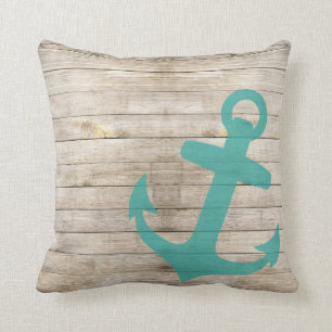 Coussin Regard bleu nautique Girly d'Ancre et en bois