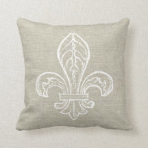 Regard de toile avec White Fleur de Lis Pillow