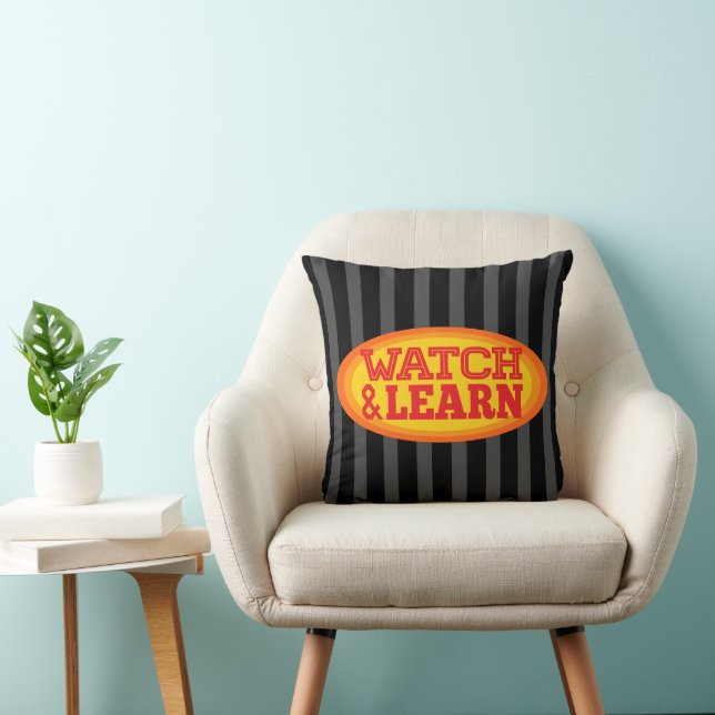 Coussin Regardez et apprenez les rayures ovales radiales (Chaise)