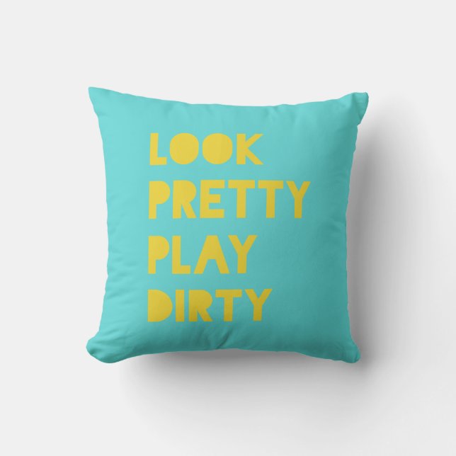 Coussin Regardez Jolie Citation Inspirationnelle Turquoise (Recto)