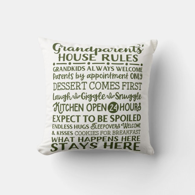 Coussin Règlement de la maison du grand-parent (Recto)