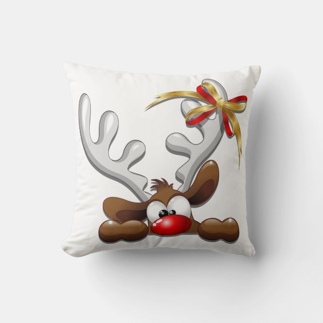 Coussin Reindeer Puzzled drôle Caractère de Noël (Recto)