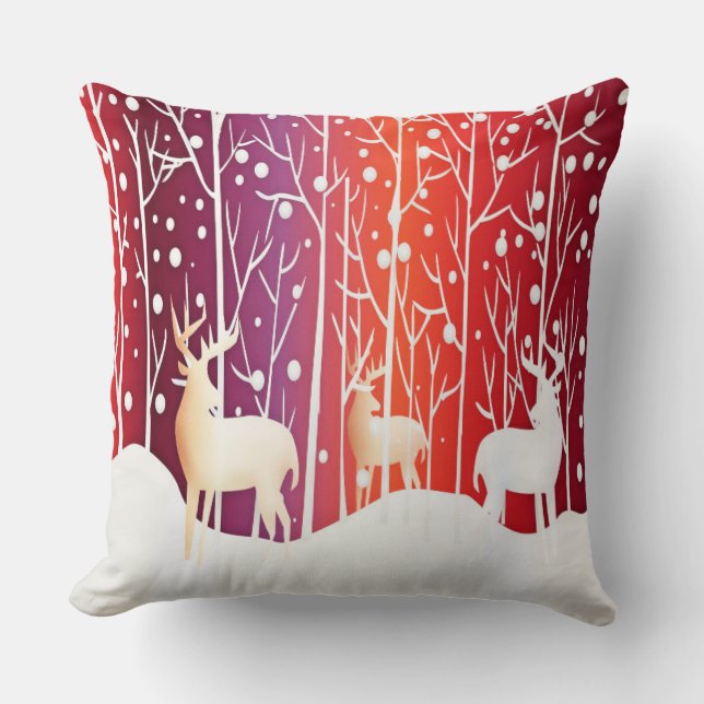 Coussin Reindeer Snowy Holiday Jeu d'oreiller (Recto)