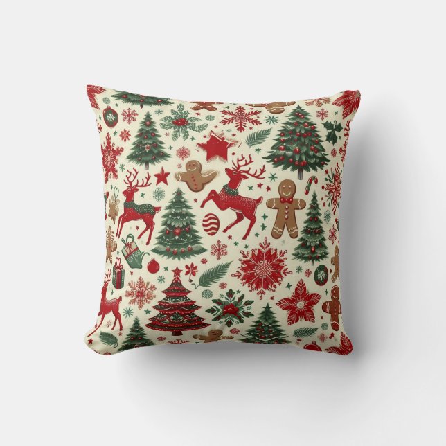Coussin Reinder et sapin de Noël Décor de vacances (Recto)