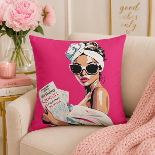 Coussin Reine d'anniversaire tendance personnalisée