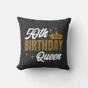Coussin Reine de 50e anniversaire T-Shirt personnalisé