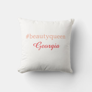 Coussin Reine de beautéhashtag rouge clair ajouter nom fil