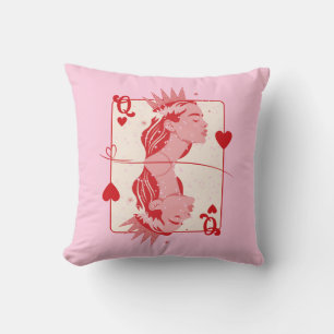 Coussin Reine de Cœur Art Prépa Rouge et Rose