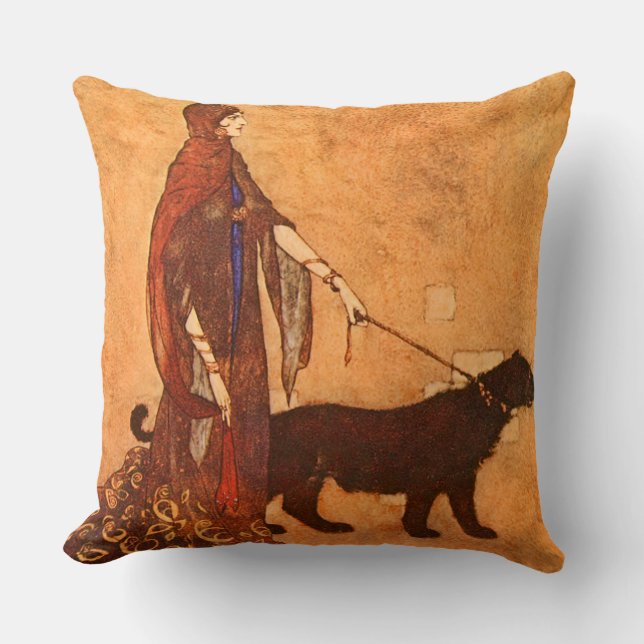 Coussin Reine des beaux-arts d'Edmund Dulac d'îles de bois (Recto)