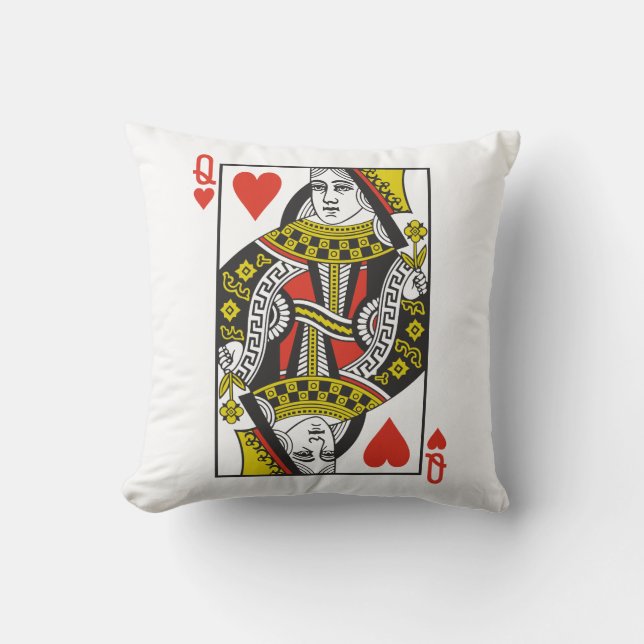 Coussin Reine des cartes de jeu de coeurs (Recto)