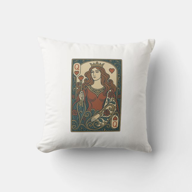 Coussin Reine des Coeurs — Portrait de rosework Art nouvea (Recto)