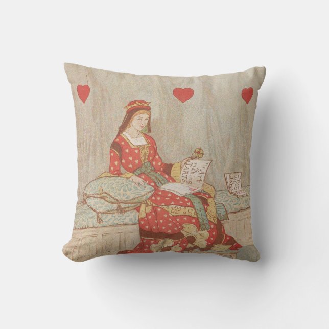 Coussin Reine des Coeurs victorienne Valentine des années  (Recto)