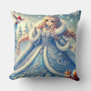 Coussin Reine des Neiges Élégante dans un Pays de Rêves Hi