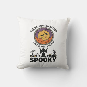 Coussin Reine d'Halloween Petite Miss Sorcière Rétro_1