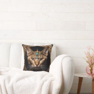 Coussin Reine du Nil : Cléopâtre le chat en coiffe