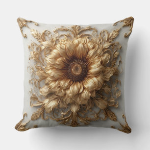 Coussin Relief floral doré orné