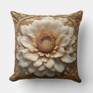 Coussin Relief floral doré orné