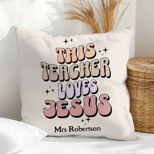 Coussin Remerciement rétro pour un enseignant 