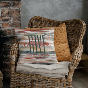 Coussin Remerciez les bandes d'aquarelle d'automne personn