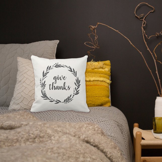 Coussin Remerciez Merci Thankful Wreath Thaillow (Créateur téléchargé)