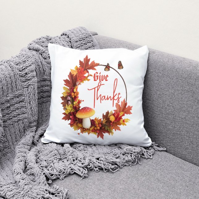 Coussin Remerciez pour l'Automne Rustique (Créateur téléchargé)