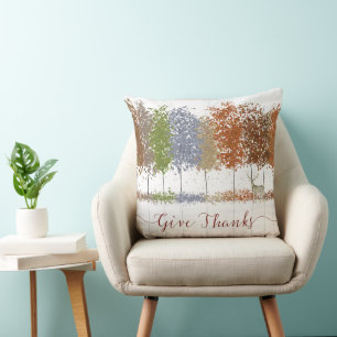Coussin Remerciez Thanksgiving Trees et Lone Deer