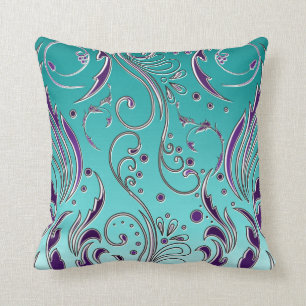 Coussin Remous pourpre de turquoise