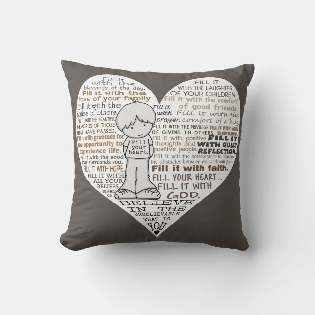 Coussin Remplir votre Brown de coeur foncé (Recto)