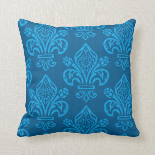 Coussin Renaissance Turquoise Vert Fleur de Lys Élégant