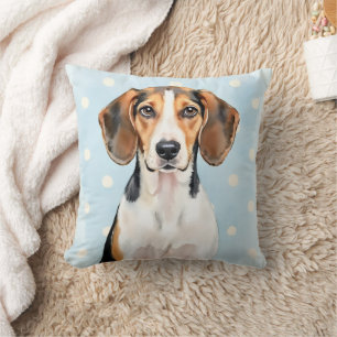 Coussin Renard américain anglais Foxhound aquarelle Art à 