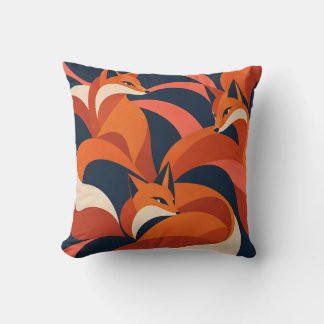 Coussin Renard Après Heures Gras Orange et Marine Bois