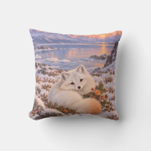 Coussin Renard Arctique Cloudberry Coucher de Soleil Hiver