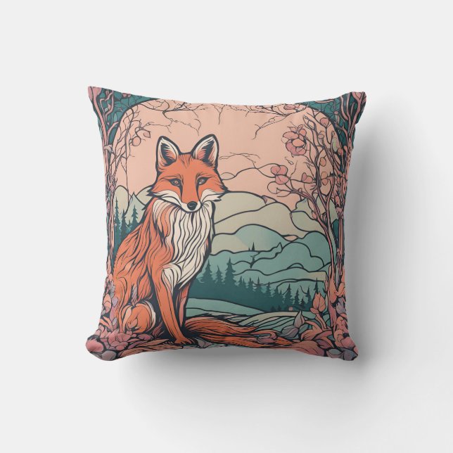 Coussin Renard boisé enchanté D8 (Recto)