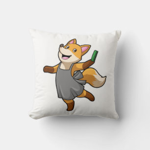 Coussin Renard comme coiffeur avec ciseaux