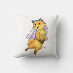 Coussin Renard en mariée avec Voile