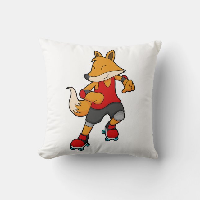 Coussin Renard en patinage avec roulettes (Recto)