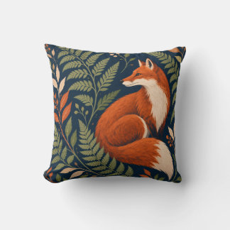 Coussin Renard et fougère rouille Renard et botanique mari