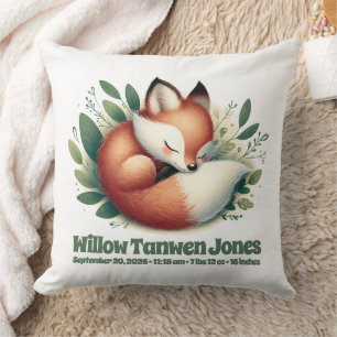 Coussin Renard mignon endormi dans les feuilles de Natal