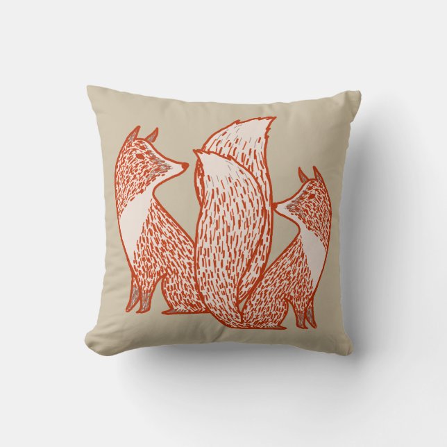 Coussin Renard rouille et renard ivoire (Recto)