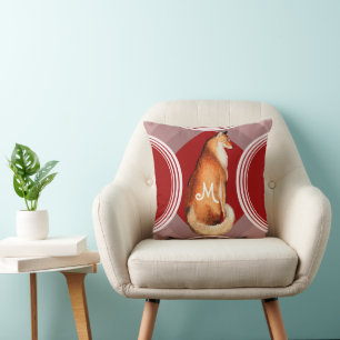 Coussin Renards vintages sur Orange Retro Red Circle Motif