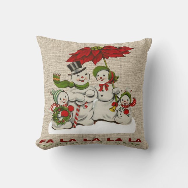 Coussin Rencontrez le gai, la famille de neige… (Recto)