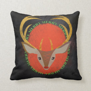 Coussin Renne de style de tableau joyeux