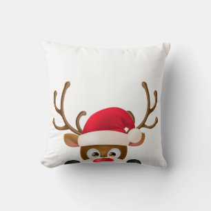 Coussin Renne élégant avec le carreau du casquette   de