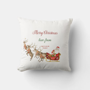 Coussin Rennes Père Noël Traîneau Noël