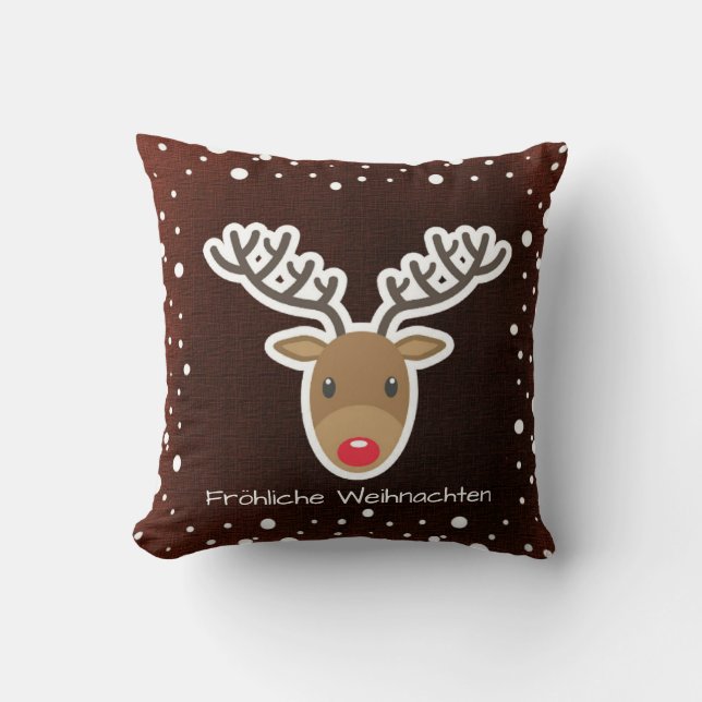 Coussin Renouveau Et Neige Sur Red Fröhliche Weihnachten (Recto)