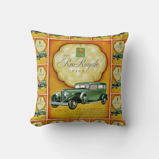Coussin Reo-Royale Huit Annonce Automobile (Recto)