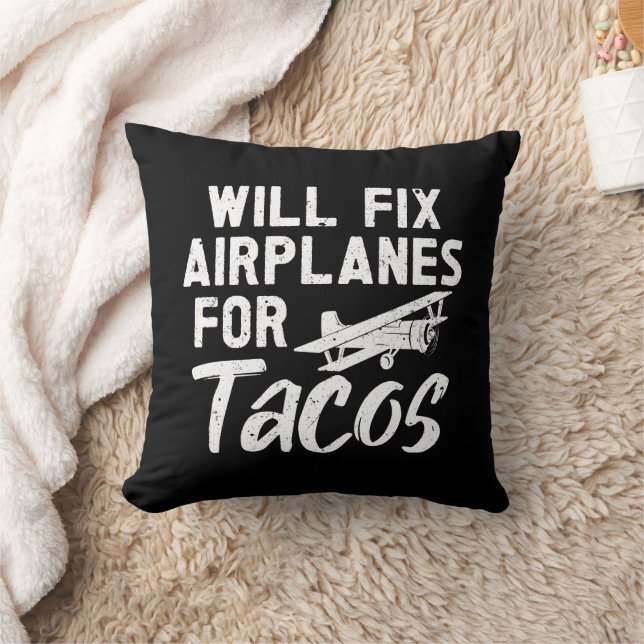 Coussin Réparera les avions pour Tacos (Couverture)