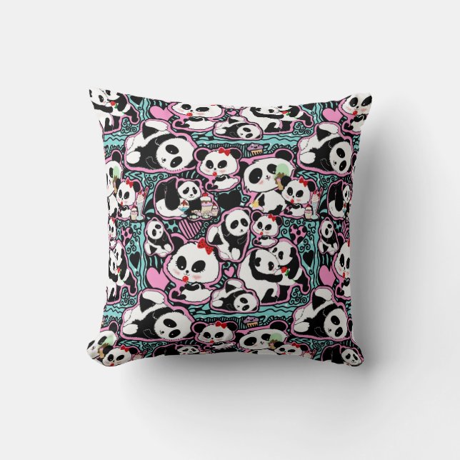 Coussin Repère Le Panda ! Panda Doodles (Recto)