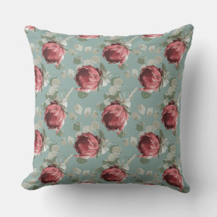 Coussin Répétition de la reine Protea sur le bleu français